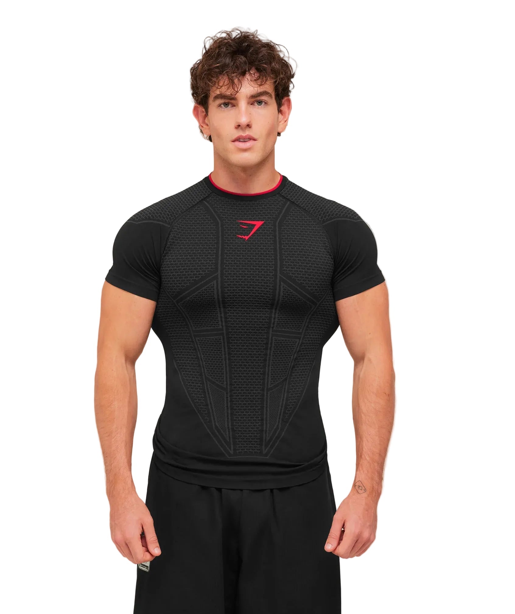 Gymshark Onyx V1 T-Shirt - Black/Onyx Grey/Carmine Red - Unmatched