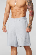 1027 - Patchwork Shorts Heather Grey - Unmatched Supply-YOUNG LA