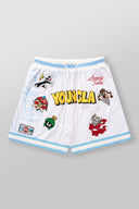 1071 - Looney Tunes Embroidered Patch Shorts White - Unmatched Kicks-YOUNG LA