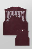 3012 - Drop Shoulder Knit Cut-Off Burgundy