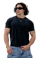 4097 - Cropped Tailored Tees Black Wash - Unmatched Supply-YOUNG LA