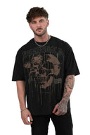 4116 - Floral Skull Tees Black - Unmatched Supply-YOUNG LA