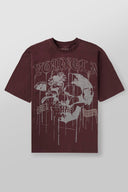 4116 - Floral Skull Tees Dark Red - Unmatched Supply-YOUNG LA