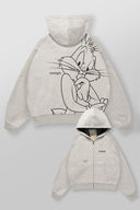 5257 - Looney Tunes Plaid Zip-Ups Heather Grey