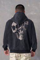 551 - Drippy Skull Hoodie Black Wash - Unmatched Supply-YOUNG LA