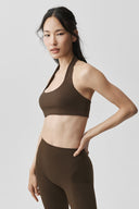 ALO Softsculpt Feel The Heat Halter Bra Espresso - Unmatched Kicks-ALO