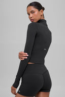 ALO Softsculpt Precision 1/4 Zip Long Sleeve Black - Unmatched Supply-ALO