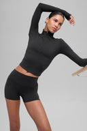 ALO Softsculpt Precision 1/4 Zip Long Sleeve Black - Unmatched Supply-ALO