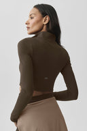 ALO Softsculpt Precision 1/4 Zip Long Sleeve Espresso - Unmatched Supply-ALO
