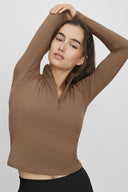 ALO Softsculpt Precision 1/4 Zip Long Sleeve Java Brown - Unmatched Supply-ALO