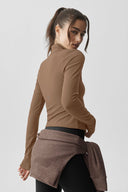 ALO Softsculpt Precision 1/4 Zip Long Sleeve Java Brown - Unmatched Supply-ALO