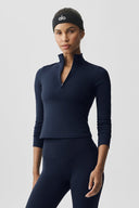 ALO Softsculpt Precision 1/4 Zip Long Sleeve Navy - Unmatched Supply-ALO