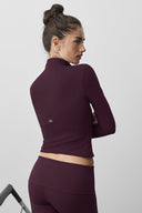 ALO Softsculpt Precision 1/4 Zip Long Sleeve Rich Bordeaux - Unmatched Supply-ALO