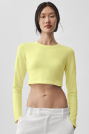 Alosoft Crop Finesse Long Sleeve Sunshine - Unmatched Supply-ALO