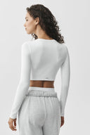 Alosoft Crop Finesse Long Sleeve White - Unmatched Supply-ALO
