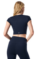 Alosoft Crop Finesse Short Sleeve Navy - Unmatched Kicks - ALO