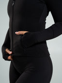Aura Sculpt Jacket Long - Black - Unmatched Supply-Women's Aura Full Zip Jacket