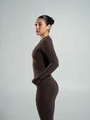 Aura Sculpt Jacket Long - Walnut - Unmatched Supply-Women's Aura Full Zip Jacket