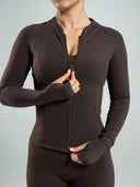 Aura Sculpt Jacket Long - Walnut - Unmatched Supply-Women's Aura Full Zip Jacket