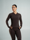 Aura Sculpt Jacket Long - Walnut - Unmatched Supply-Women's Aura Full Zip Jacket