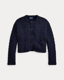 Cable-Knit Cotton-Blend Cardigan Hunter Navy - Unmatched Kicks-ralph lauren