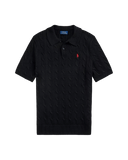 Cable - Knit Cotton Polo - Collar Sweater Black - Unmatched Kicks - ralph lauren
