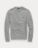 Cable - Knit Cotton Sweater Fawn Grey Heather - Unmatched Kicks - ralph lauren