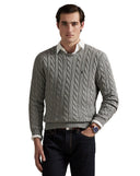 Cable - Knit Cotton Sweater Fawn Grey Heather - Unmatched Kicks - ralph lauren