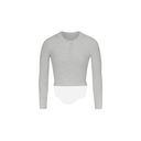 COTTON RIB LONG SLEEVE CROP HENLEY LIGHT HEATHER GREY - Unmatched Kicks - SKIMS