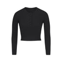COTTON RIB LONG SLEEVE CROP HENLEY SOOT - Unmatched Kicks - SKIMS