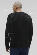 Cotton Rib Parallel Sweater Black - Unmatched Supply-ALO