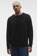 Cotton Rib Parallel Sweater Black - Unmatched Supply-ALO