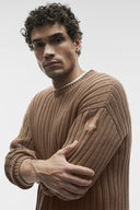 Cotton Rib Parallel Sweater Java Brown Heather - Unmatched Supply-ALO