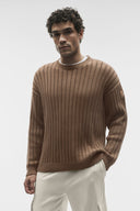 Cotton Rib Parallel Sweater Java Brown Heather - Unmatched Supply-ALO