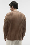 Cotton Rib Parallel Sweater Java Brown Heather - Unmatched Supply-ALO