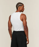 Cotton Seamless Sleeveless Top muscle fit White Grey Marl - Unmatched Kicks-GYMSHARK