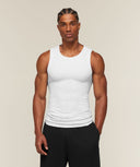 Cotton Seamless Sleeveless Top muscle fit White Grey Marl - Unmatched Kicks-GYMSHARK
