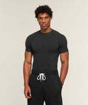 Cotton Seamless T-Shirt muscle fit Black Marl - Unmatched Kicks-GYMSHARK