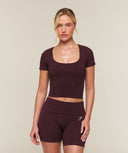 CottonMove™ Midi Short Sleeve Top Calm Purple Marl - Unmatched Supply-GYMSHARK