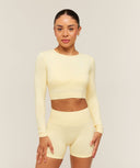 Everyday Seamless Long Sleeve Crop Top Butter Yellow - Unmatched Supply-GYMSHARK