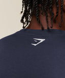 Faded Collegiate Graphic T-Shirt oversized fit Heavy Blue - Unmatched Kicks-GYMSHARK
