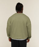 Faded Lifting Graphic Sweatshirt oversized fit Grounded Green - Unmatched Supply-GYMSHARK