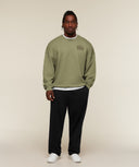 Faded Lifting Graphic Sweatshirt oversized fit Grounded Green - Unmatched Supply-GYMSHARK