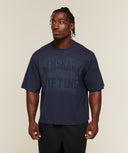 Faded Lifting Graphic T-Shirt oversized fit Heavy Blue - Unmatched Supply-GYMSHARK