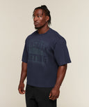 Faded Lifting Graphic T-Shirt oversized fit Heavy Blue - Unmatched Supply-GYMSHARK