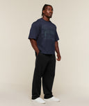 Faded Lifting Graphic T-Shirt oversized fit Heavy Blue - Unmatched Supply-GYMSHARK