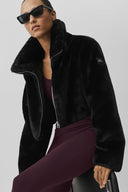 Faux Fur Cropped Amore Jacket Black - Unmatched Supply-ALO