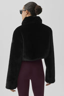 Faux Fur Cropped Amore Jacket Black - Unmatched Supply-ALO