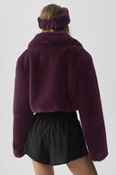 Faux Fur Cropped Amore Jacket Rich Bordeaux - Unmatched Supply-ALO