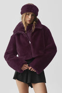 Faux Fur Cropped Amore Jacket Rich Bordeaux - Unmatched Supply-ALO